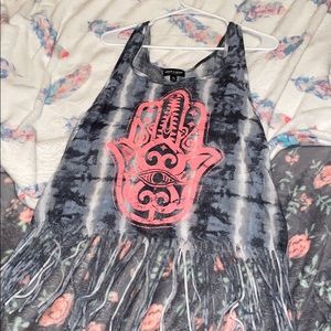 Tie-Dye Fringe Tank Top